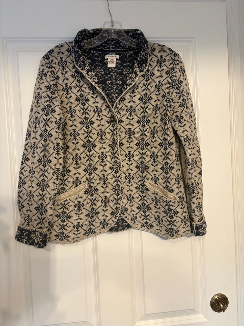 Sundance Cream and Navy Nordic Zip Cardigan
